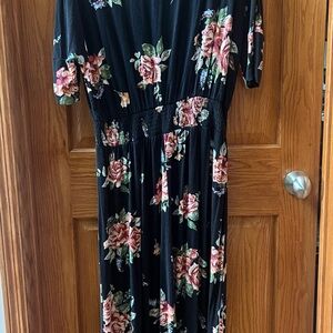 Maurices Black Floral Long Sleeve Dress